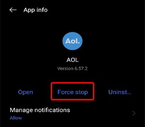 Restart AOL Mail Application