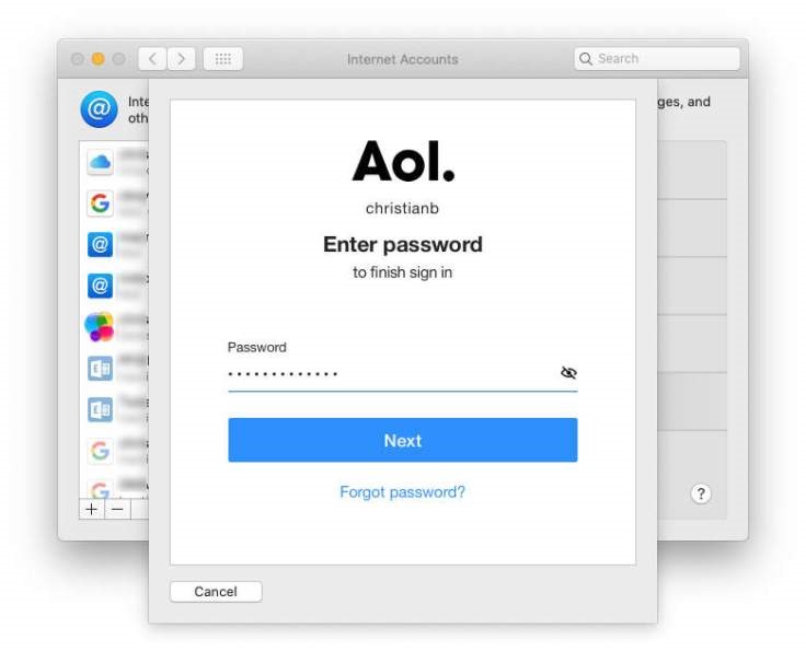 Log into AOL using your password. Select the sphere to make sure there is no misspelling. After that, proceed by selecting Next.