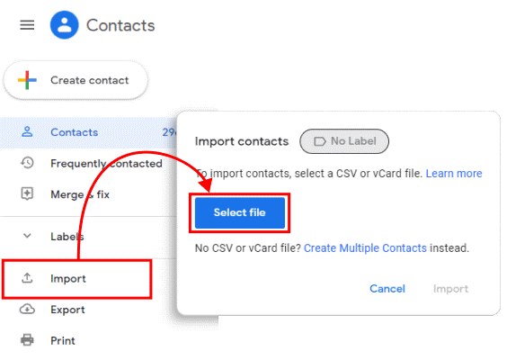 Signing in to your Google account and accessing Google Contacts